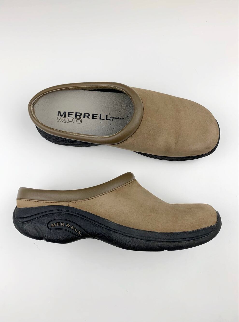 Merrell Moc Jungle Primo Slip On Clogs Mules Tan Leather Comfort Shoes Women's 9